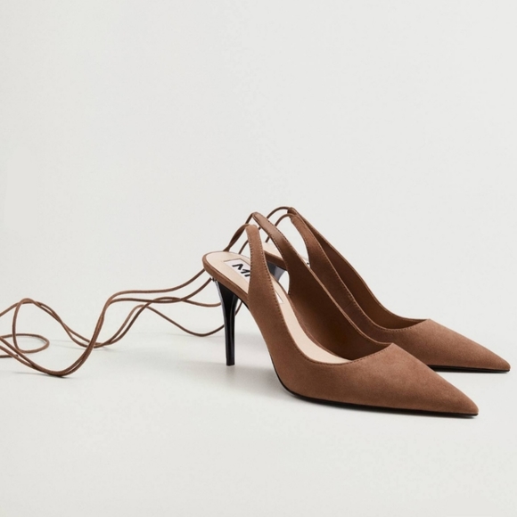 ★SOLD★ Mango Ankle Tie Slingback Heels 37 NWOB - Picture 13 of 15